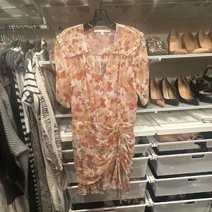 Veronica Beard Floral Dress blush/gold foil detail